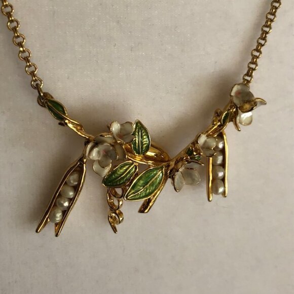 BILL SKINNER Retired Pearl Peas in Pod Gold Necklace Rare - Picture 11 of 17